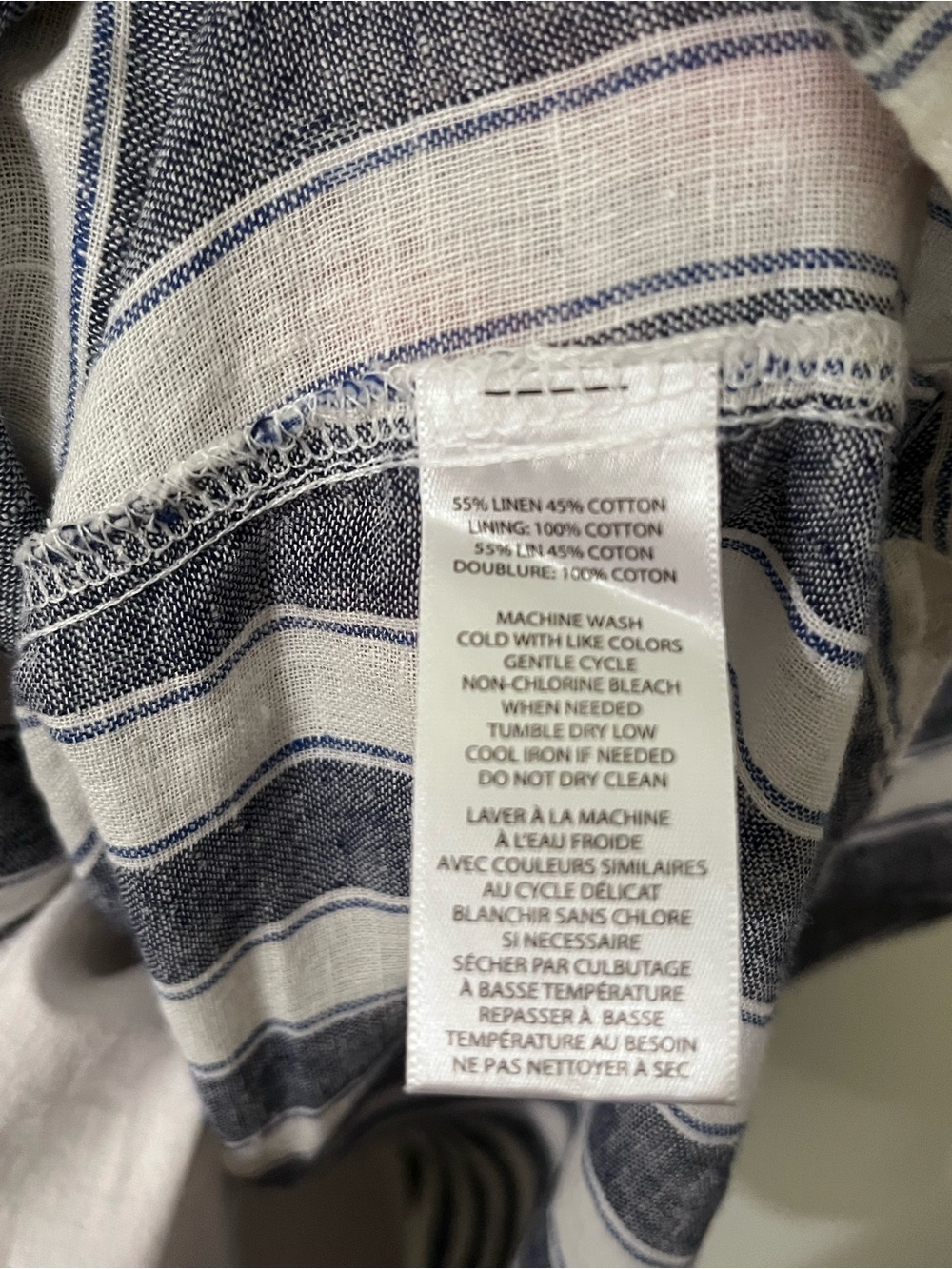 beachlunchlounge Sleeveless Navy and White Striped Cotton Linen Dress Sz S - Picture 6 of 9